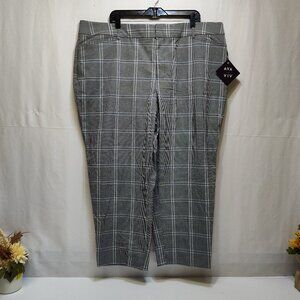 Ava & Viv Plaid Ankle Pant Mid-Rise Comfort Waist Stretch 22W Fitted Hip & Thigh
